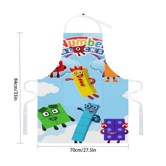 Numberblocks apron with pockets and waterproof features, adjustable for adult kitchen cooking, perfect for drawing and craftsfor 33" x 28"70X84cm).
