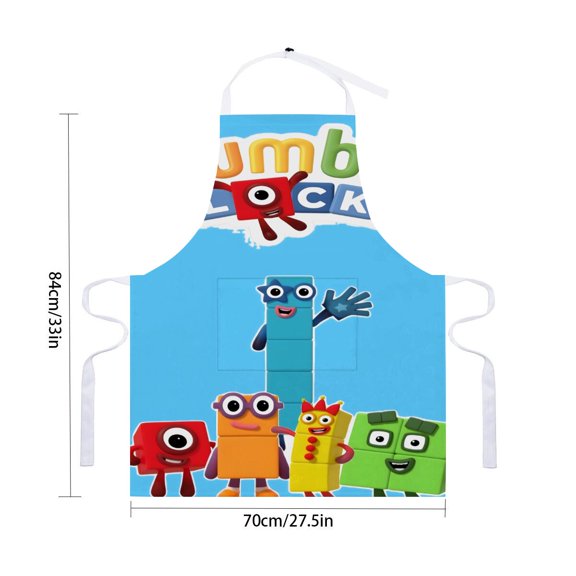 Numberblocks apron with pockets and waterproof features, adjustable for adult kitchen cooking, perfect for drawing and craftsfor 33" x 28"70X84cm).