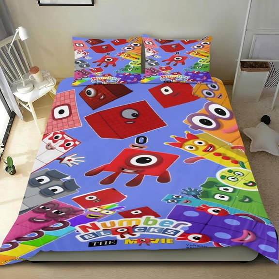 Numberblocks cotton 3-piece sheets, soft, skin-friendly, with a unique design, breathable weave, ideal for home decor gifts to family, friends, fans, 36x75 in (90*190 cm).