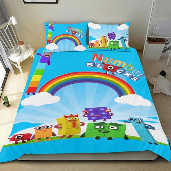 Numberblocks cotton sheet set, three-piece, soft on skin, durable material, unique design, perfect gifts for family, friends, fans, 36x75 in (90*190 cm).