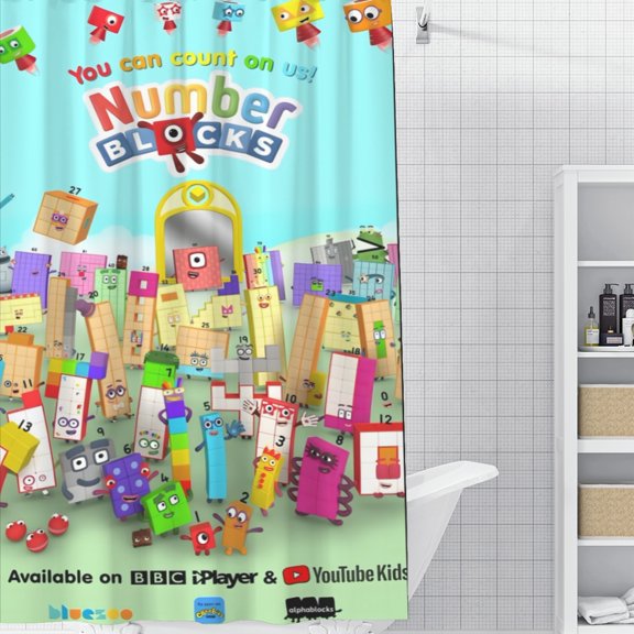 Numberblocks shower curtain showcases a popular design, is waterproof, and can be swiftly hung, perfectly elevating your bathroom's ambiance. Size: 59" x 71" (150 x 180 cm).