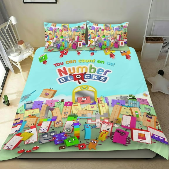 Numberblocks-themed Bed Sheet Set Three Piece Set Comfortable And Skin Friendly Unique Design Home Decor Gifts For Family Friends fans54x79Inches135cm*200cm