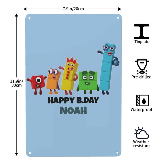 Numberblocks-themed Tin Painting tin artwork, 812 in (2030 cm), HD printing, a 2026 fashion choice that adds charm and brightens the decor.