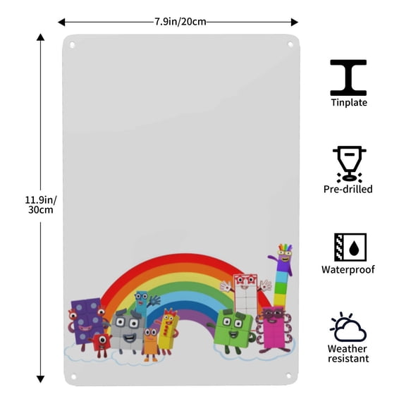 Numberblocks-themed Tin Painting tin piece, 812 in (2030 cm), HD printing, a 2026 new release that enriches room depth and lights up the home.