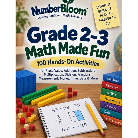 Numberbloom Grade 2-3 Math Made Fun: 100 Hands-On Activities for Place Value, Addition, Subtraction, Multiplication, Division, Fract, (Paperback)