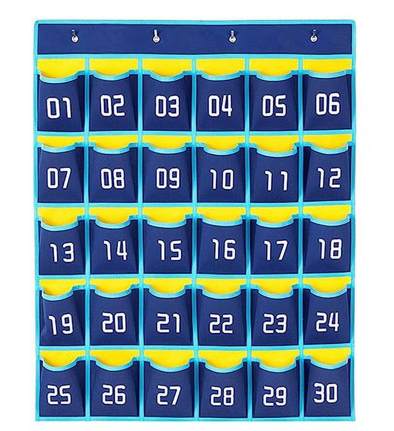 Numbered Classroom Organizer Phone Pocket Chart Pouch 30 Pockets Phones Holder Wall Hanging