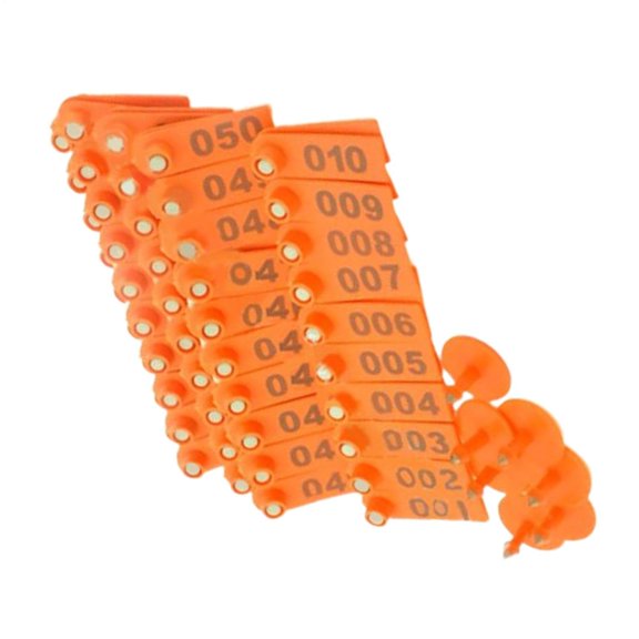 Numbered Cow Tags 100Pcs Livestock Ear Identification for Farm Animal TrackingOrange