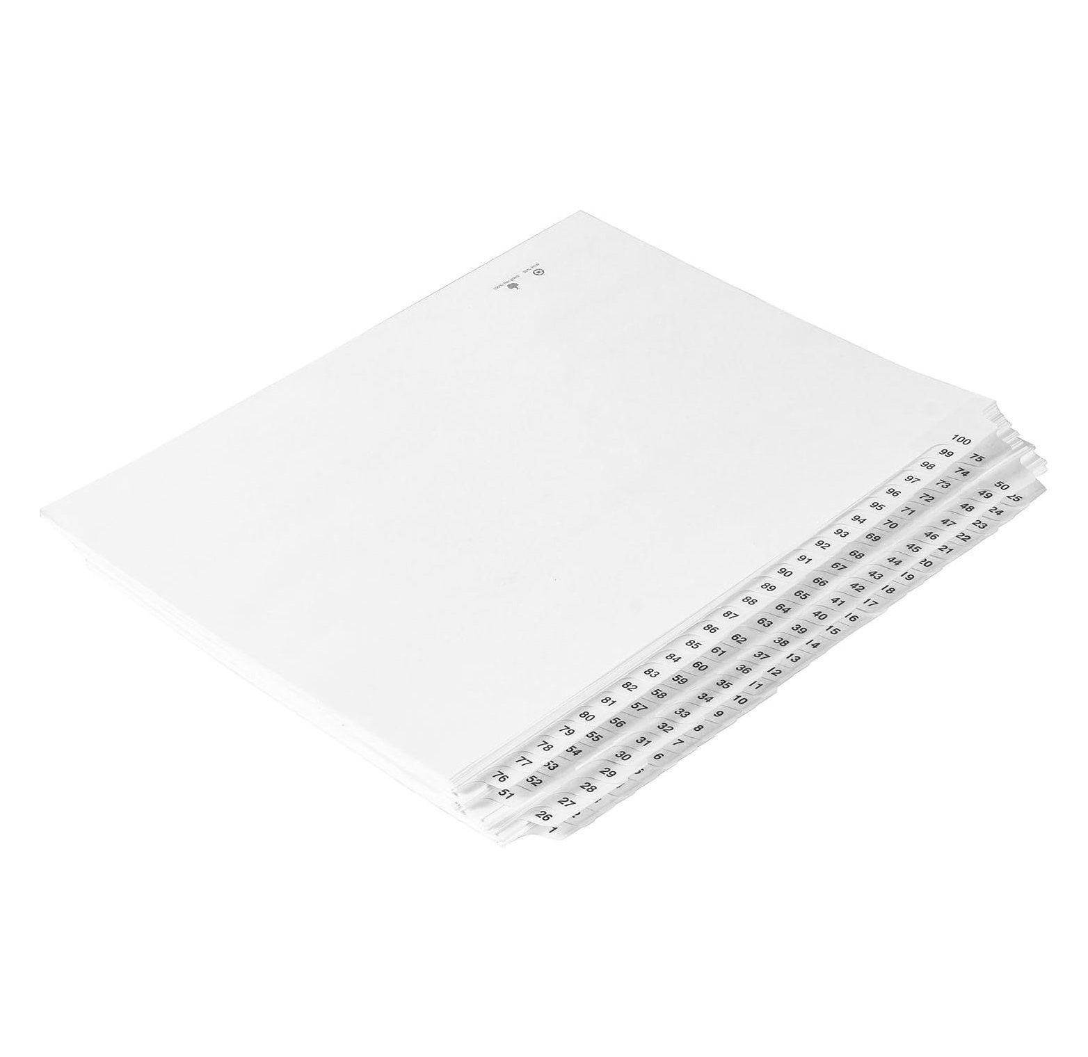 Numbered Dividers 1100 Punched