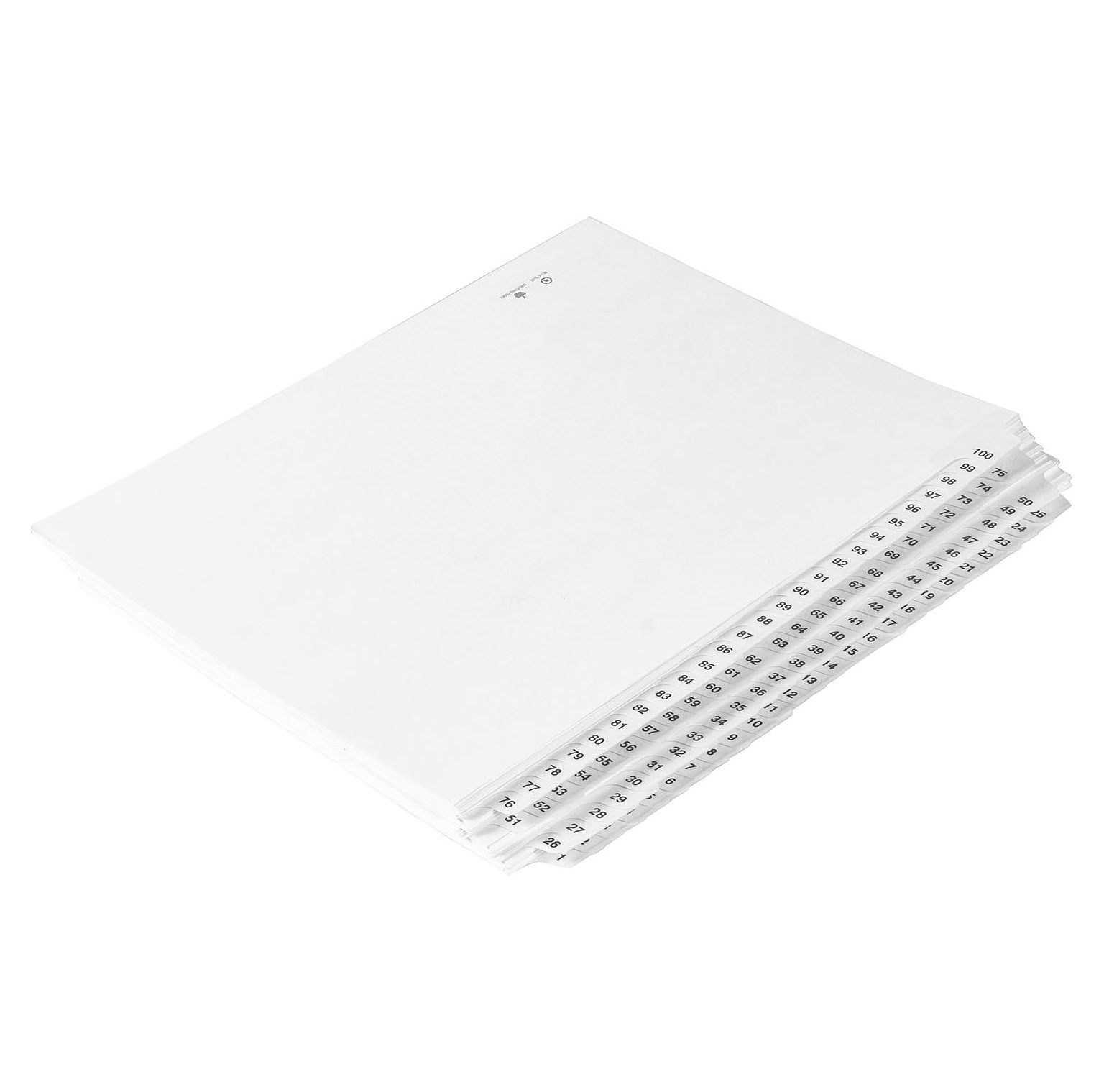 Numbered Dividers 1100 Punched