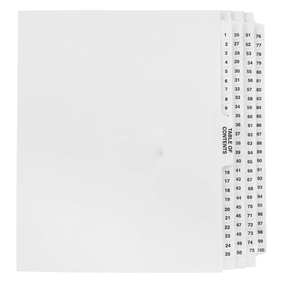 Numbered Dividers 1-100
