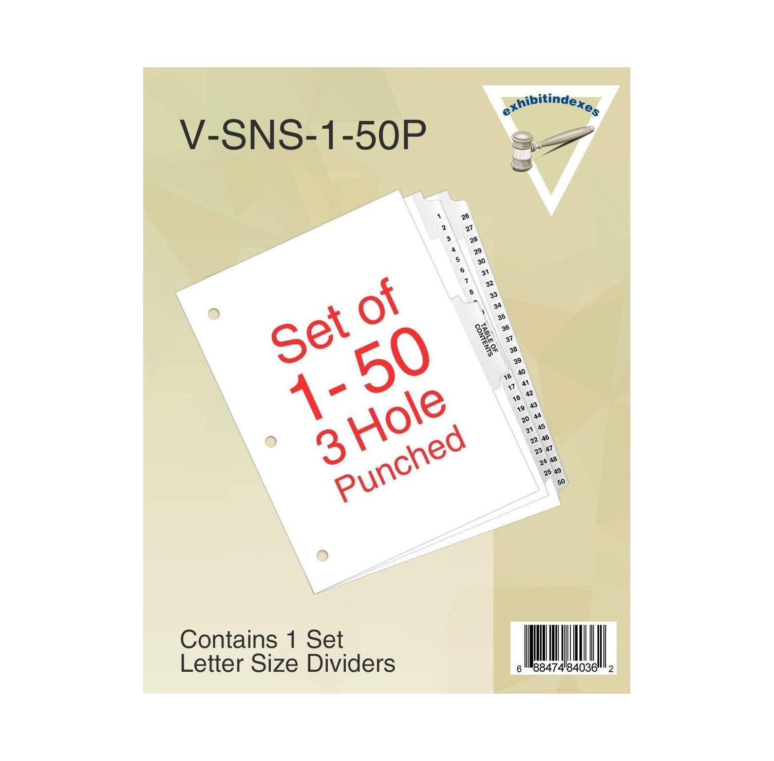 Numbered Dividers 150 3 Hole Punched