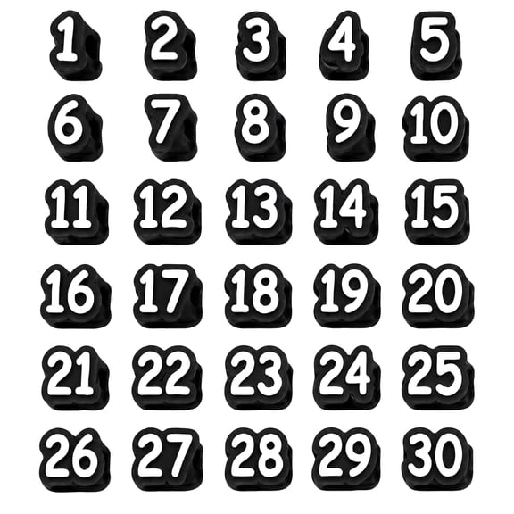 Numbered Pencil Topper Caps Set 1-30, Black Silicone Pencil Protectors for Student Identification & Classroom Organization, Fits Standard Pencils and Pens