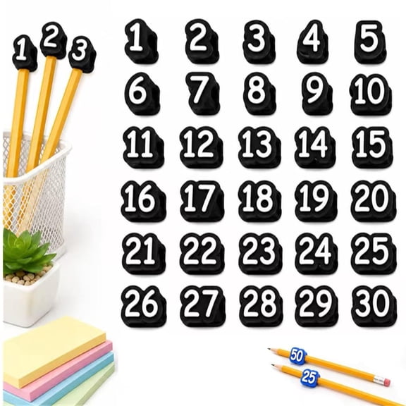 Numbered Pencil Toppers 1-25, Pencil Number Toppers, Numbers for Pencils