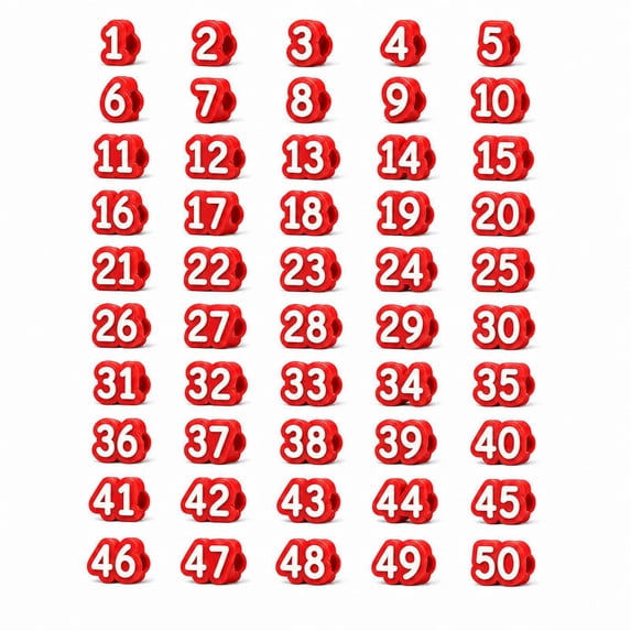 Numbered Pencil Toppers 1-50, Cute Pencil Topper Decoration, Reusable Pencil Labels, Bulk Pen Toppers Charm Accessories, Digit Themed Stationery Decorations Rewards and Gifts, 1 Set