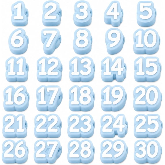 Numbered Pencil Toppers, 30/50,Classroom Organization Labels for Student Pencils, Reusable Number Tags for Teacher Supplies (Light Blue, Number: 1-30)