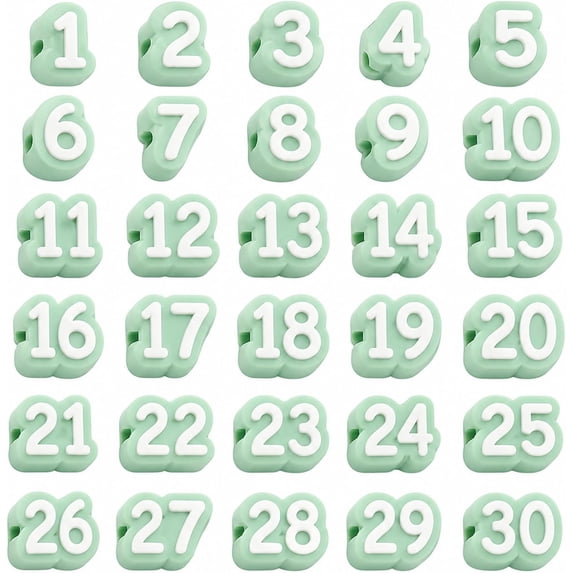 Numbered Pencil Toppers, 30/50,Classroom Organization Labels for Student Pencils, Reusable Number Tags for Teacher Supplies (Green, Number: 1-30)