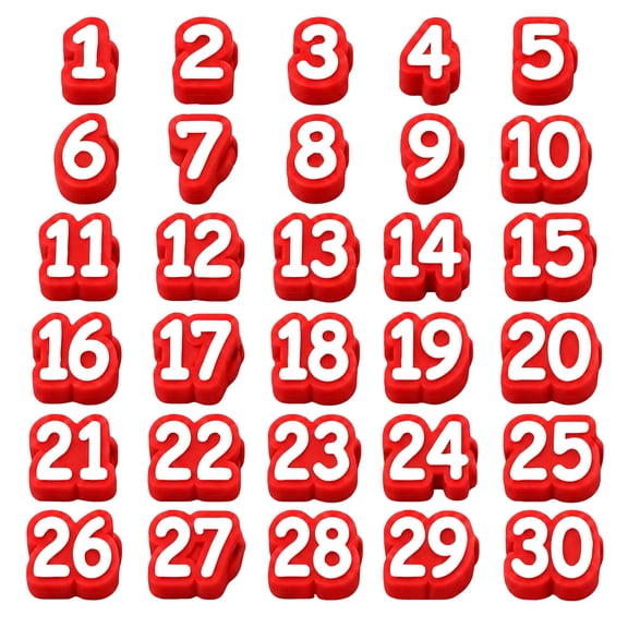 Numbered Pencil Toppers,30 PCS, Reusable Classroom Pencil Labels, Number Pencil Toppers for Classroom Organization and Supply Tracking Station (Numbers 1-30/Red)