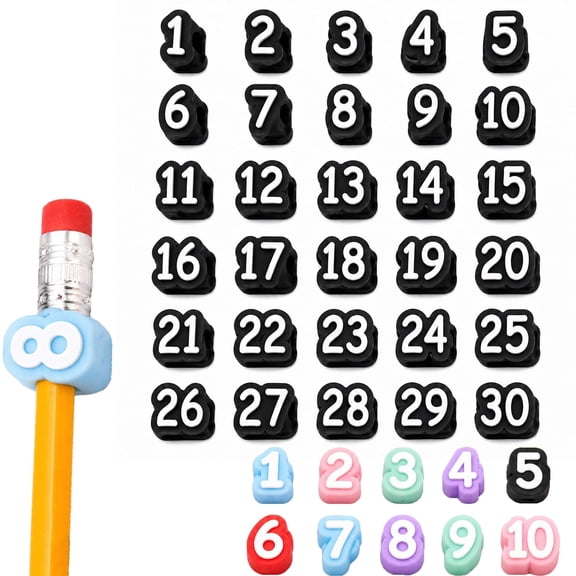 Numbered Pencil Toppers,   Pencil Tracking Markers, Number 1-30   Pencil Labels