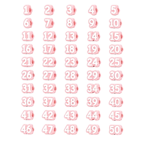 Numbered Pencil Toppers, Reusable Classroom Pencil Labels for Teachers, Number Pencil Toppers for Classroom Organization and Supply Tracking Station,Number 1-50 (Pink)