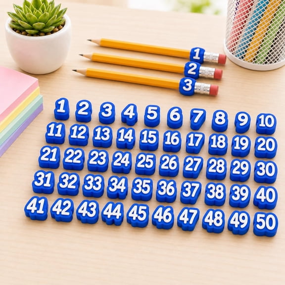 Numbered Pencil Toppers, Reusable Classroom Pencil Labels for Teachers, Pencil Tracking Markers for School Supply Stations and Organization