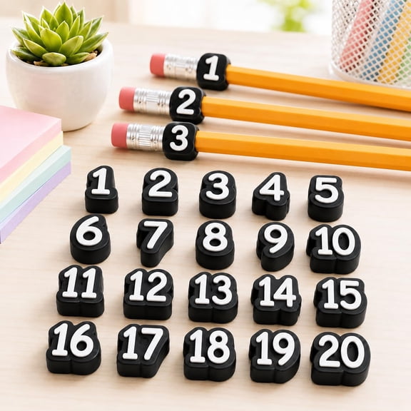 Numbered Pencil Toppers, Reusable Classroom Pencil Labels for Teachers, Pencil Tracking Markers for School Supply Stations and Organization