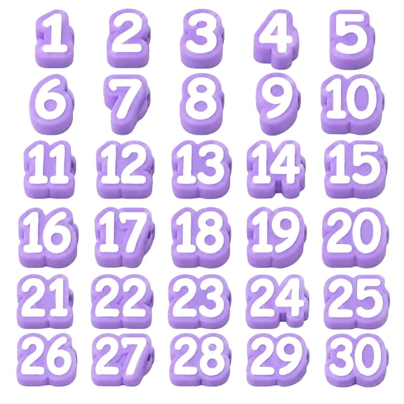 Numbered Pencil Toppers, Reusable Classroom Pencil Labels for Teachers, Pencil Tracking Markers for Supply Stations and School Organization (Purple)