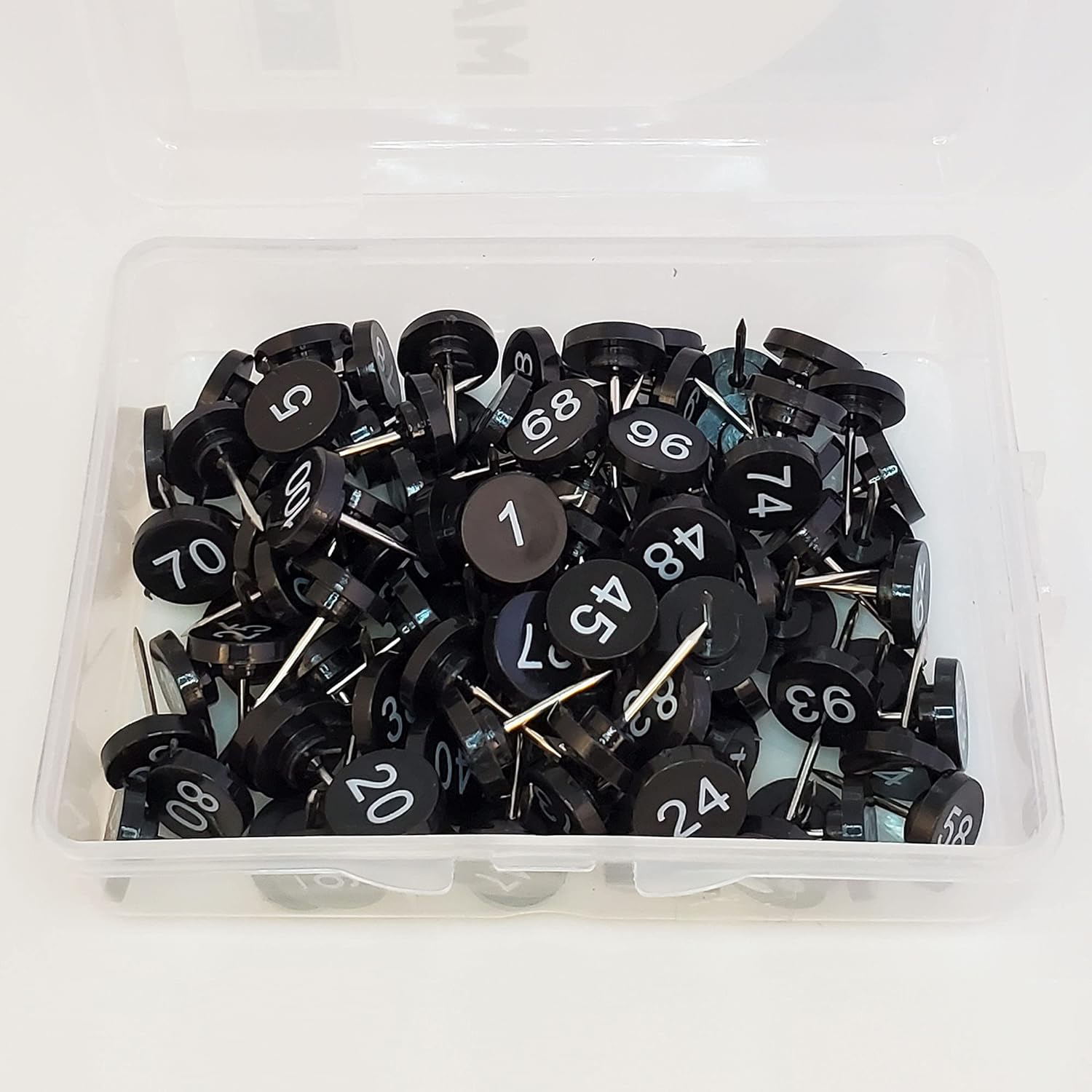 Numbered Push Pin Tacks Contains 100 Sequential Pins Black Pins