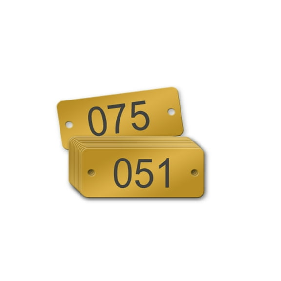 Numbered Rectangle Brass Tags - 2 x 1