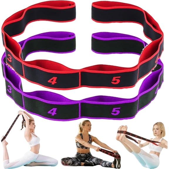 Numbered Resistance Band, 8-Section Elastic Yoga Strap with Clear Markings for Progress Tracking, Multi-Functional Fitness Band for Full Body Stretching.