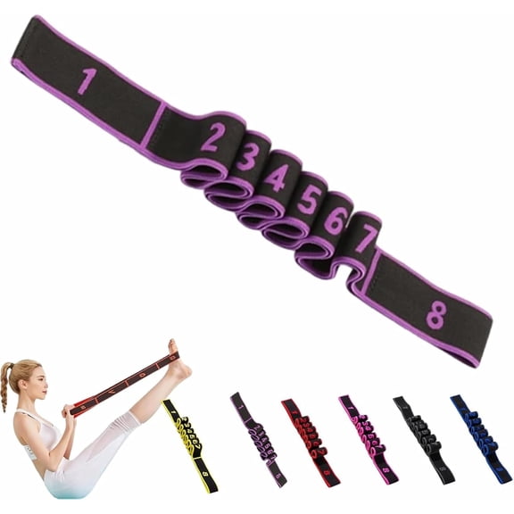 Numbered Resistance Band,8-Section,with clear numeric markings for Stretching, Yoga, Pilates and Fitness Training