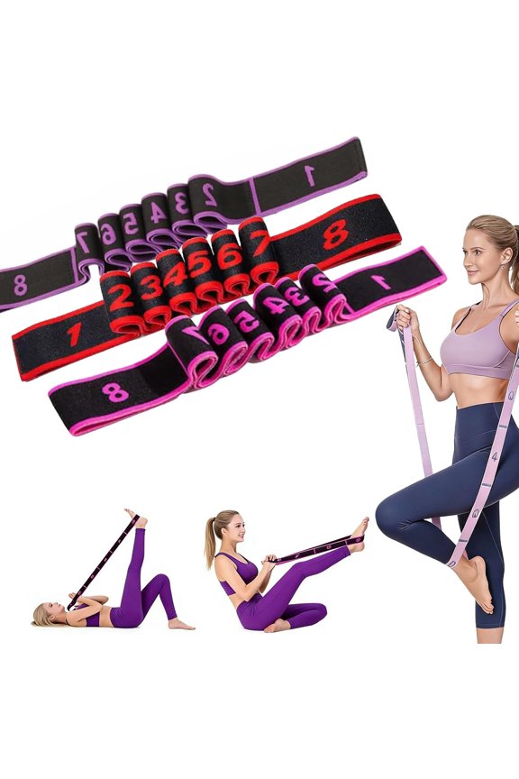 Numbered Resistance Band,Numbered Fitness Resistance Band for Stretching and Yoga, 8 Segment Pilates Stretching Band,Multi-Loop Exercise Strap for Dance and Fitness