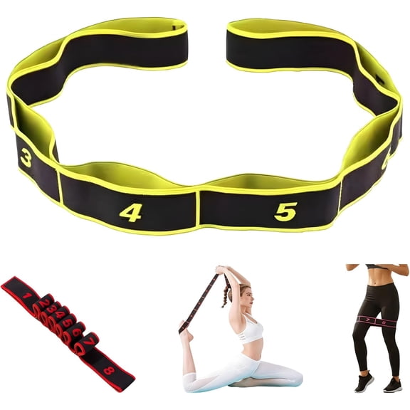 Numbered resistance bands, 8-section design, with handles, adjustable, suitable for yoga, stretching, Pilates, and body shaping.