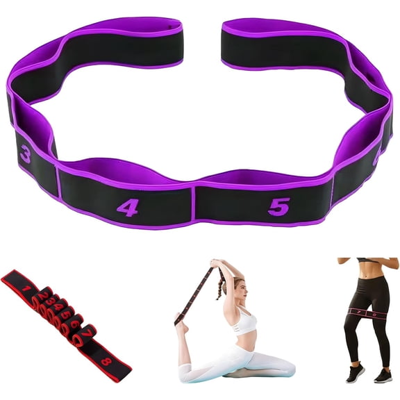 Numbered resistance bands, 8-section design, with handles, adjustable, suitable for yoga, stretching, Pilates, and body shaping.