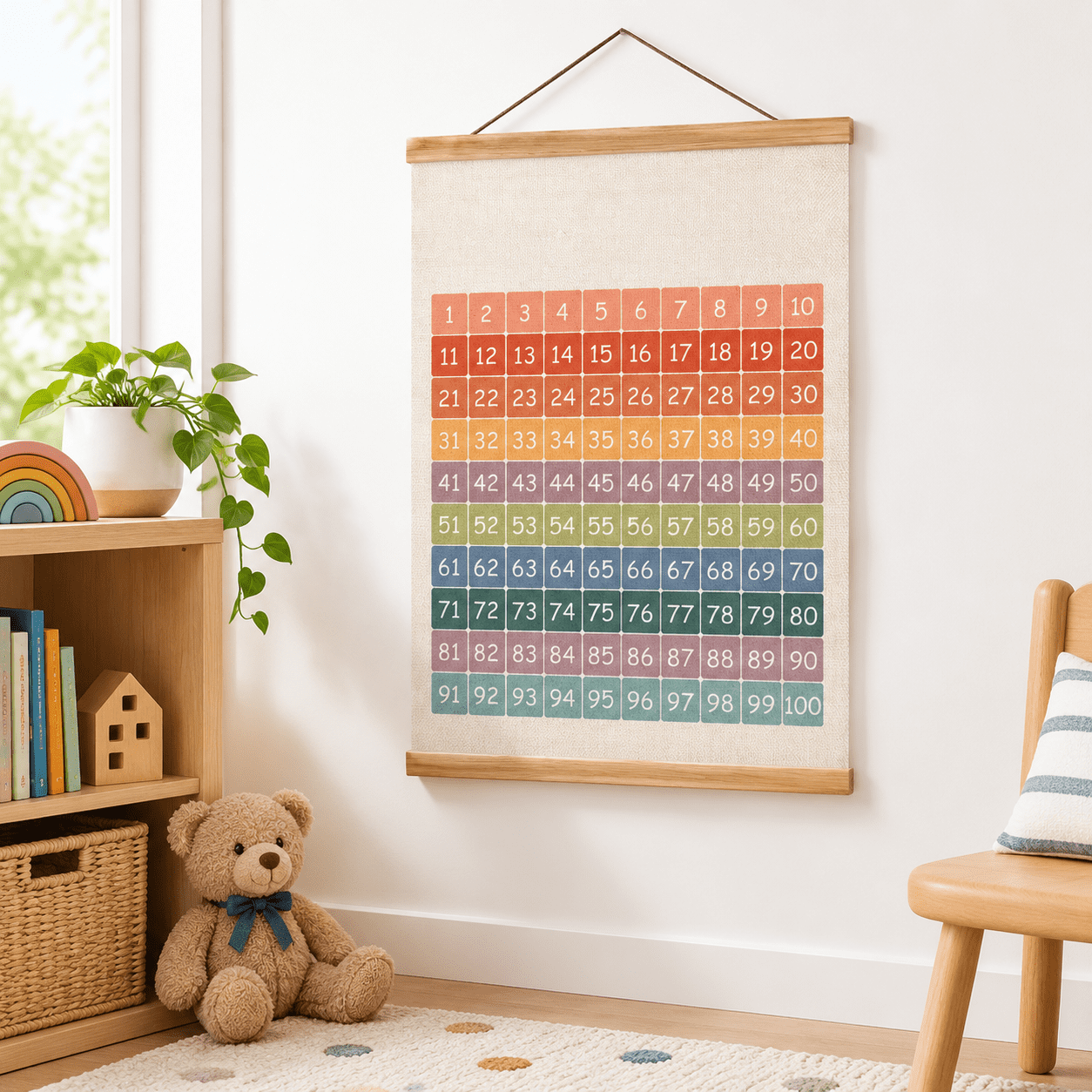 Numbers 1-100er Chart Number Wall Art Decor Count To 100 Learningers ...