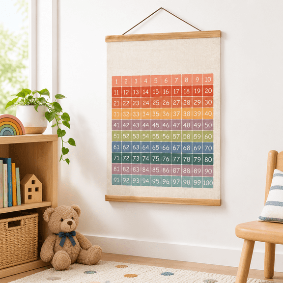 Numbers 1-100er Chart Number Wall Art Decor Count To 100 Learningers Banner For Classroom Room Playroom (number1-100)