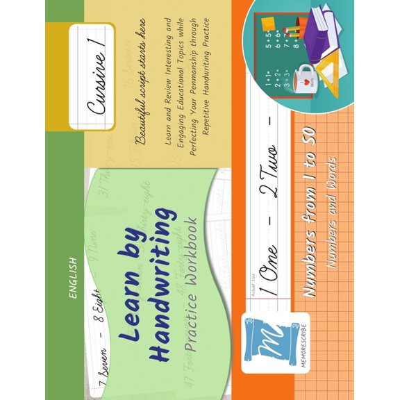 Numbers from 1 to 50 - Words and Numbers Handwriting Practice Workbook - Numbers from 1 to 50 - Words and Numbers - Cursive, Level 1: Learn by Handwriting - Chil, Book N150C, (Paperback)