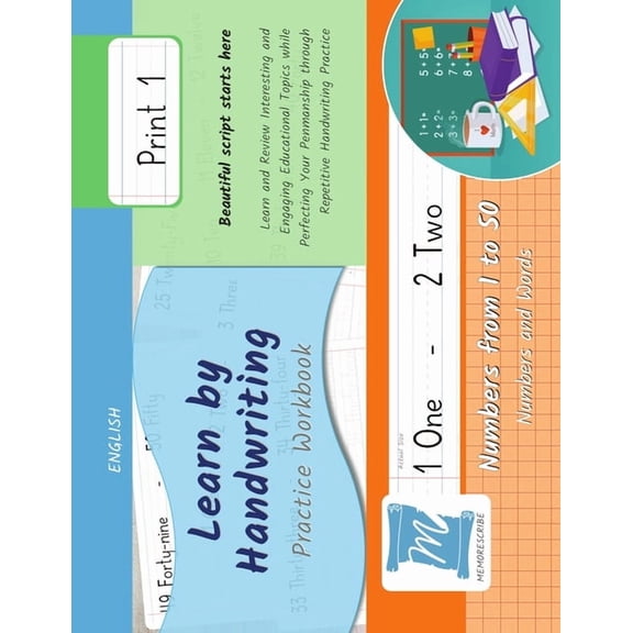 Numbers from 1 to 50 - Words and Numbers Handwriting Practice Workbook - Numbers from 1 to 50 - Words and Numbers - Print, Level 1: Learn by Handwriting - Childr, Book N150P, (Paperback)