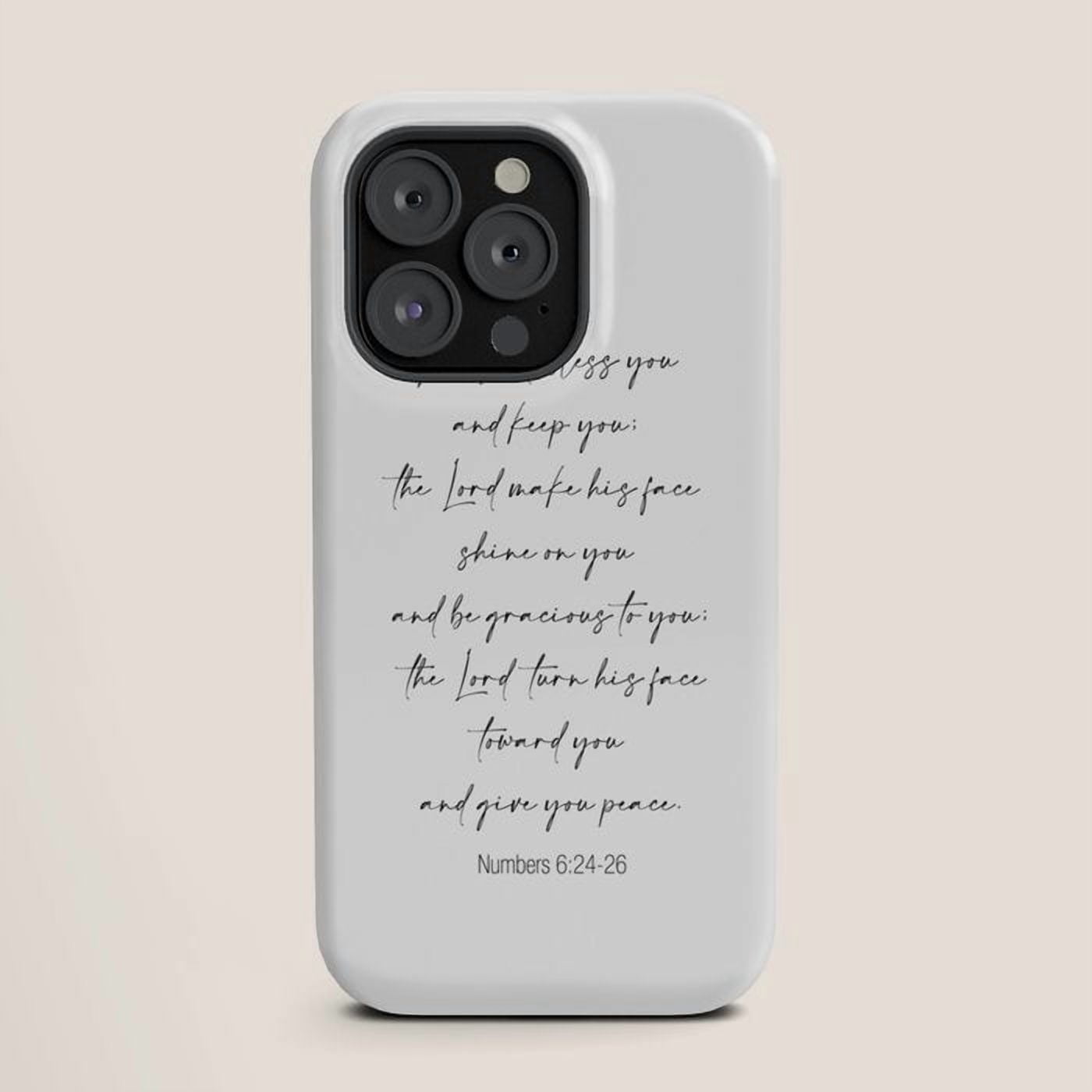 Numbers 6:24-26 Bible Verse Black Script Tough Phone Case for Apple ...