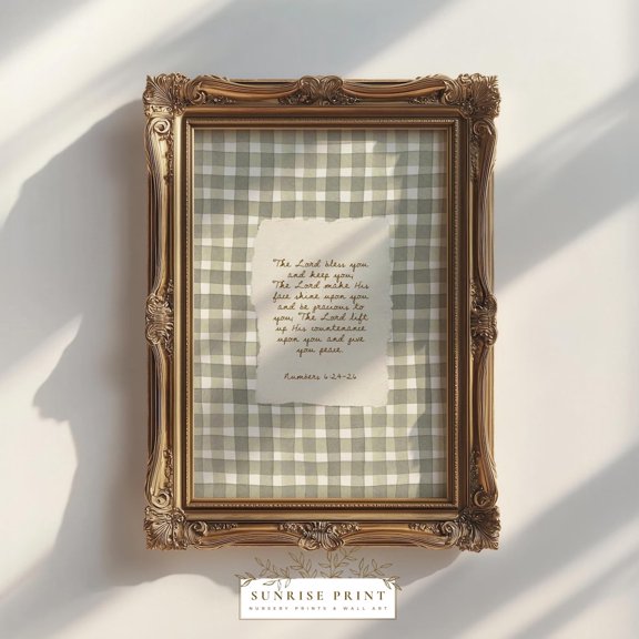Numbers 6 Sage Scripture Wall Art Print With Christian Blessing And Room Decor
