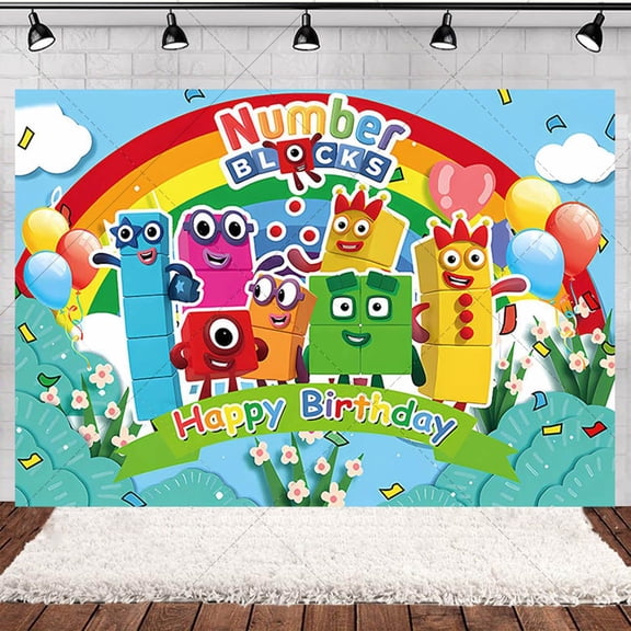 Numbers Block Backdrop Background for Photography Polyester Backdrop Curtain Numbers Block 5X3FT