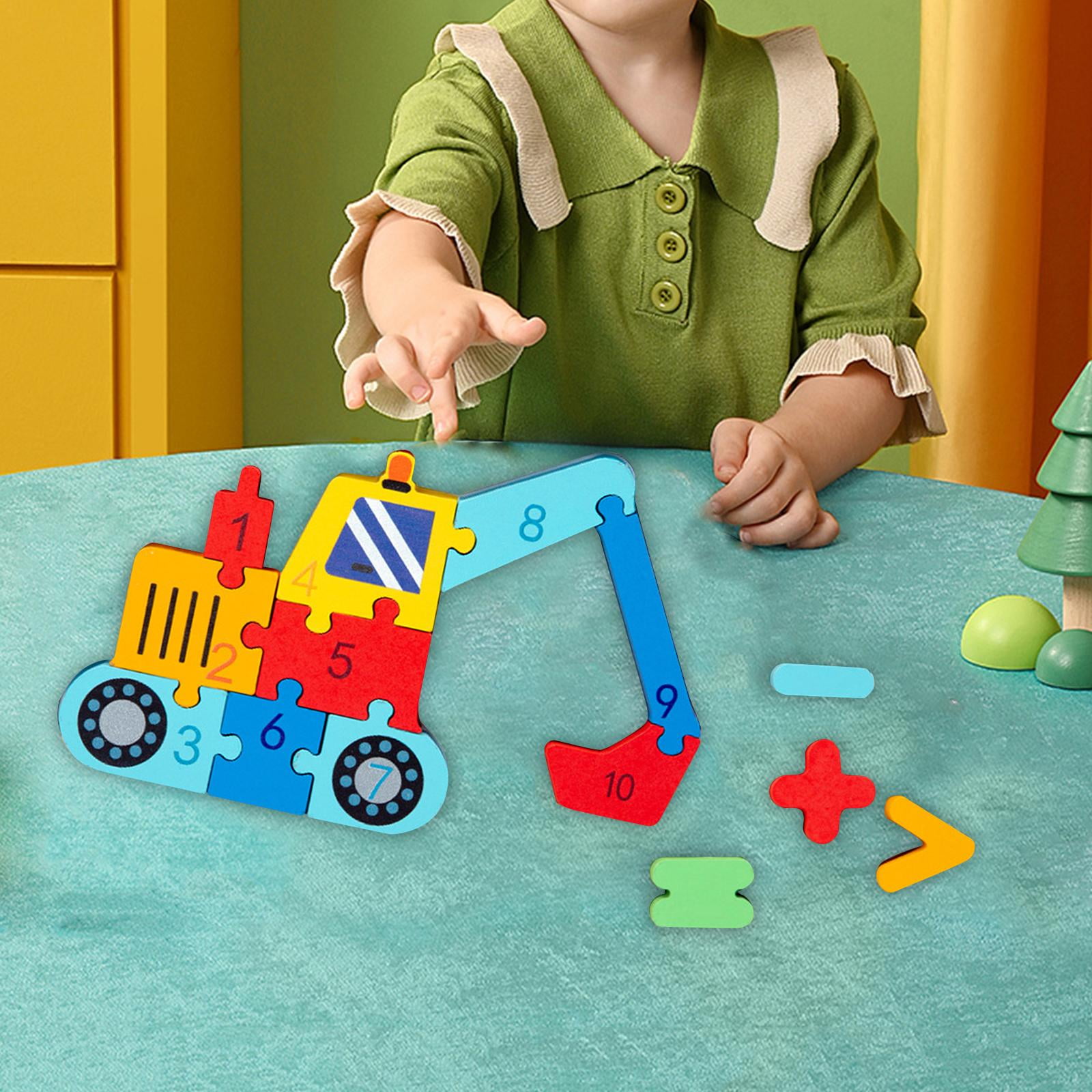 Numbers Block Toys Wooden Jigsaw Puzzle Early Learning Shape Sorting