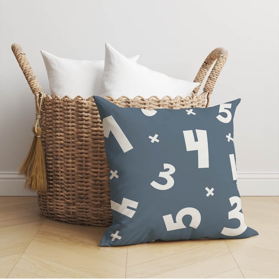 Numbers Blue Throw Pillow
