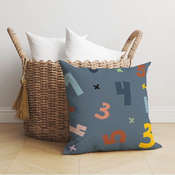 Numbers Colorized Blue Throw Pillow