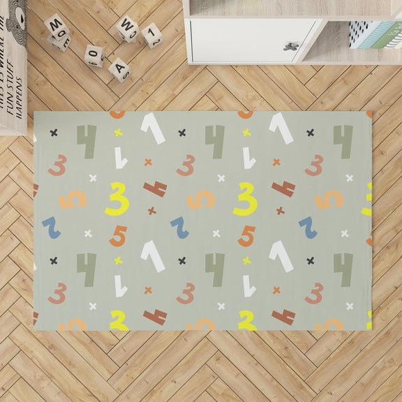 Numbers Colorized Light Green Kids Play Mat