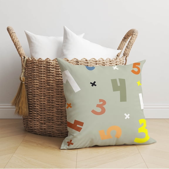 Numbers Colorized Light Green Throw Pillow