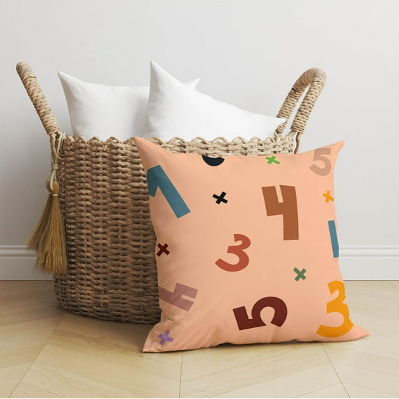 Numbers Colorized Peach Throw Pillow