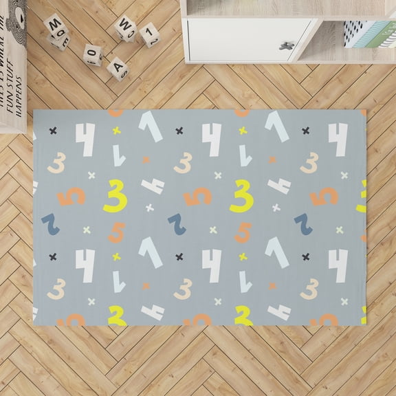 Numbers Colorized Slate Blue Kids Play Mat