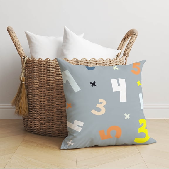 Numbers Colorized Slate Blue Throw Pillow