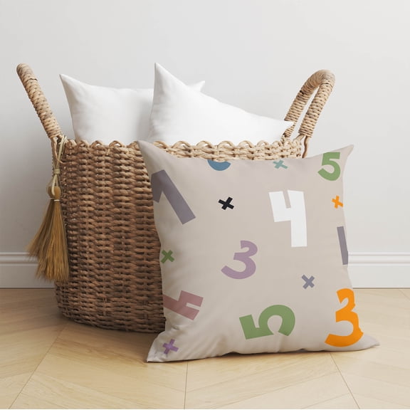 Numbers Colorized Taupe Throw Pillow