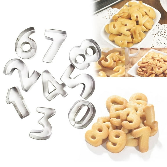 Numbers Cookie Cutters 2 Inches 9Pcs Jelly Fondant Cutter Set Stainless Large Number Cutter for Fondant Cake Fruit Vegetables or Dough Stainless, Kitchen Gadgets: Biscuit Moulds